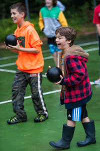 laughing dodgeball carefree happy campers new hampshire
